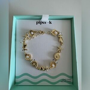 Piper K gold seashell pearl charm bracelet